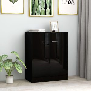 vidaXL Szafka, czarna z połyskiem 60x30x75 cm, materiał drewnopochodny
