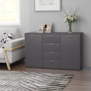 vidaXL Komoda, szara, 120×35,5×75 cm, materiał drewnopochodny