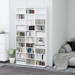 vidaXL Szafka na CD, biała, 102x16x177,5 cm, materiał drewnopochodny