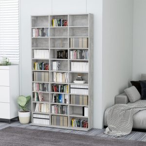 vidaXL Szafka na płyty CD, szarość betonu, 102x16x177,5 cm