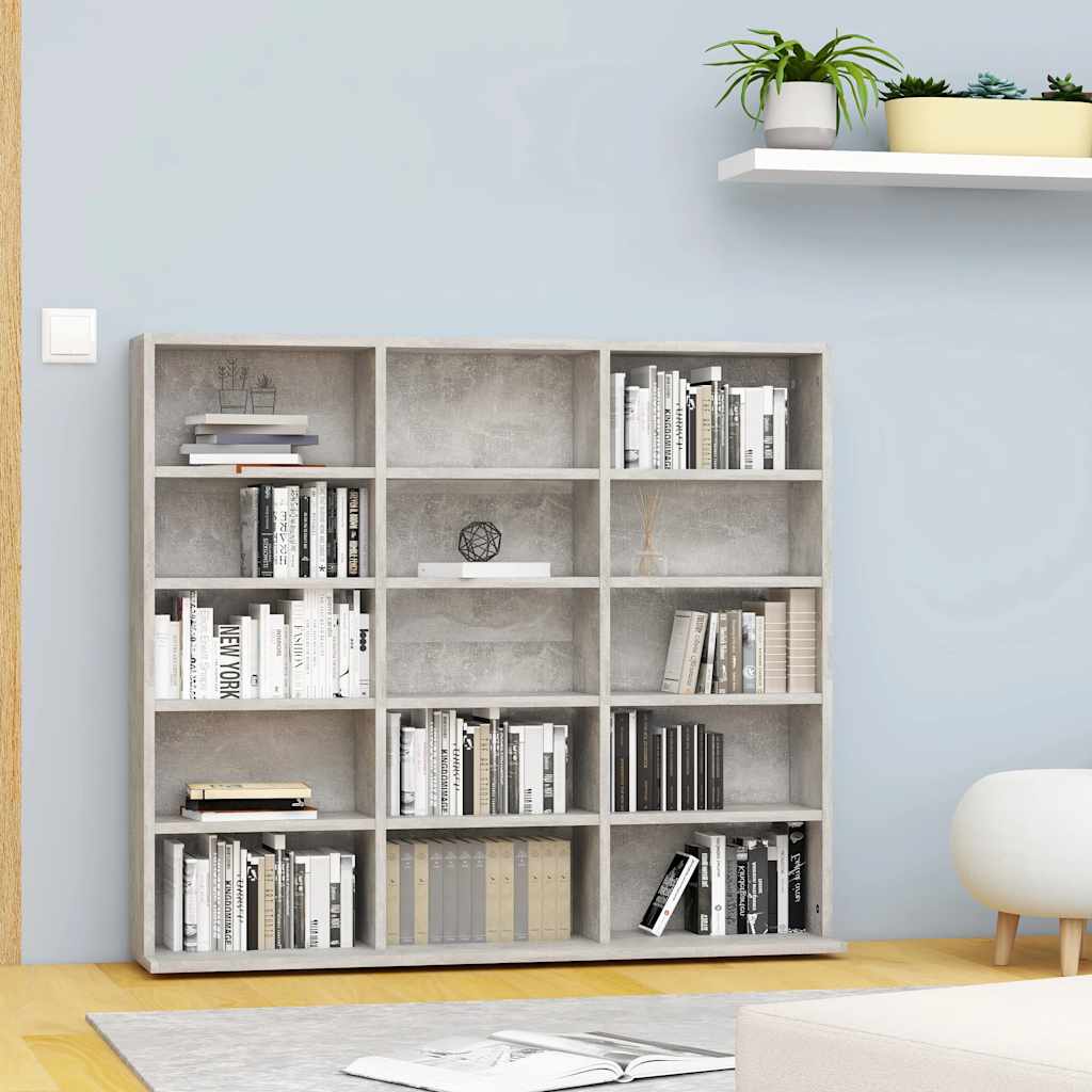 vidaXL Szafka na płyty CD, szarość betonu, 100 x 23 x 89,5 cm