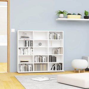 vidaXL Szafka na płyty CD, wysoki połysk, biała, 100 x 23 x 89,5 cm
