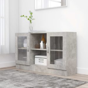 vidaXL Witryna, szarość betonu 120×30,5×70 cm, materiał drewnopochodny