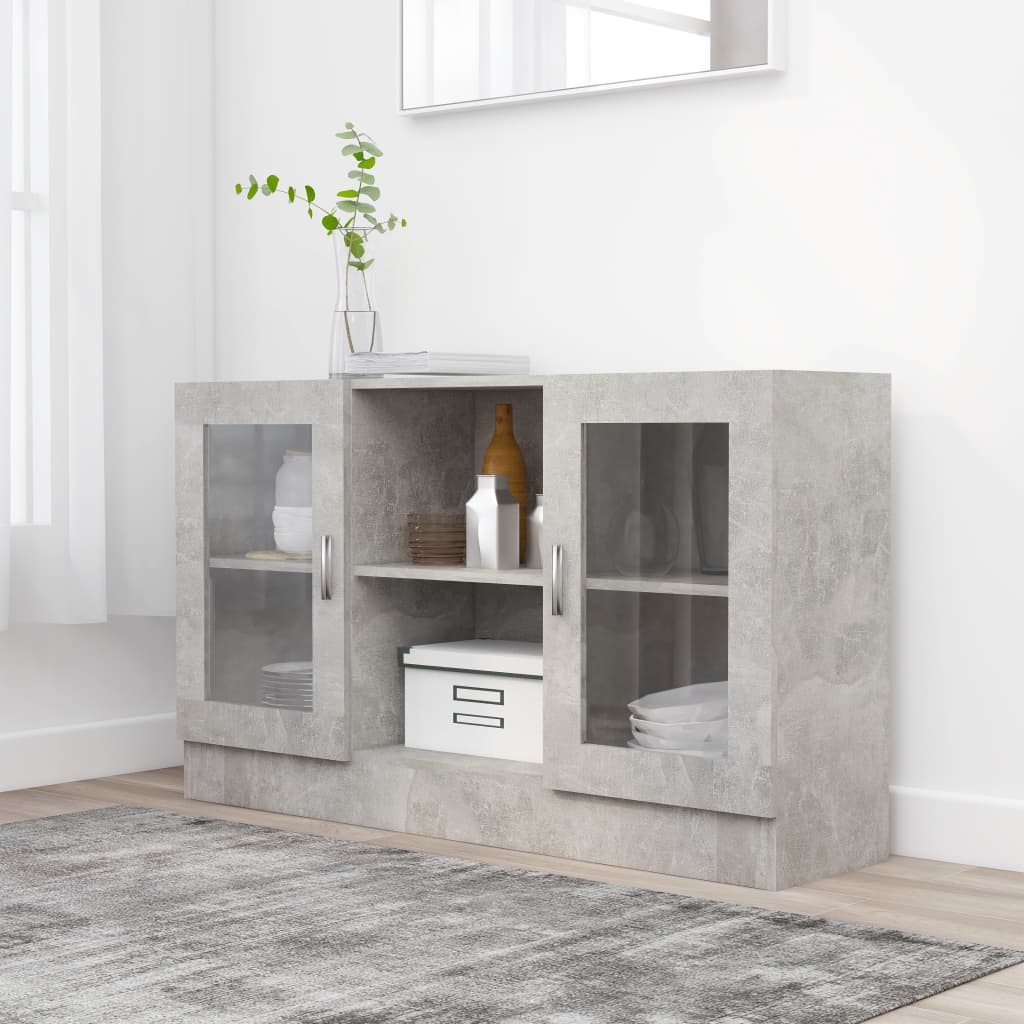 vidaXL Witryna, szarość betonu 120×30,5×70 cm, materiał drewnopochodny