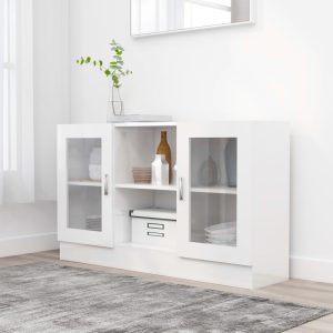 vidaXL Witryna na wysoki połysk, biała, 120×30,5×70 cm