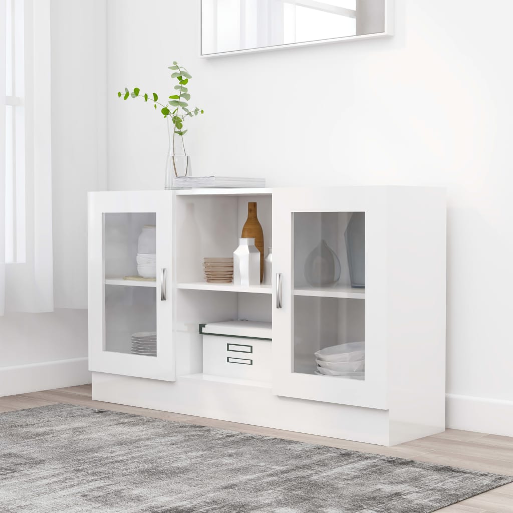 vidaXL Witryna na wysoki połysk, biała, 120×30,5×70 cm