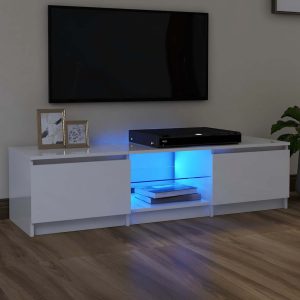 vidaXL Szafka pod TV z LED, biała, wysoki połysk, 140x40x36 cm