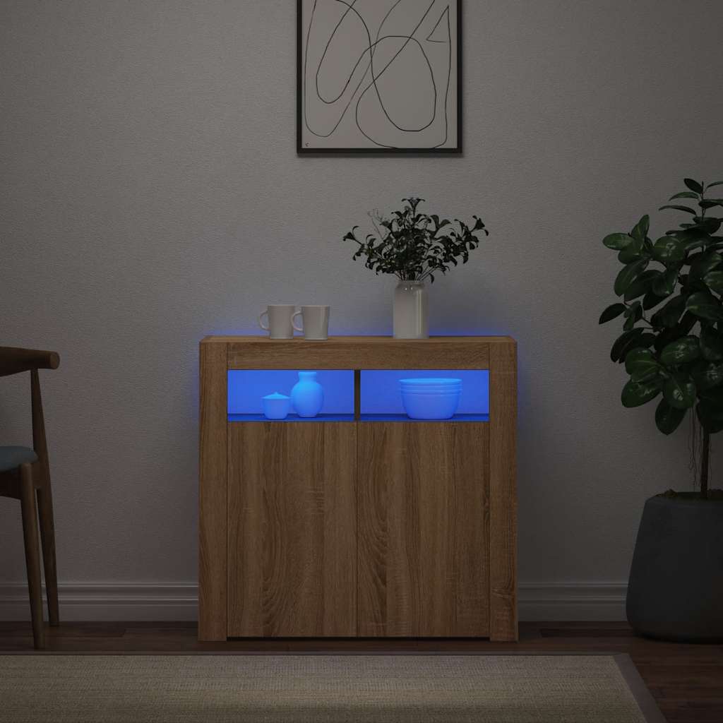 vidaXL Szafka z oświetleniem LED, dąb sonoma, 80x35x75 cm