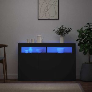 vidaXL Szafka z oświetleniem LED, czarna, 115,5 x 30 x 75 cm