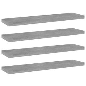 vidaXL Półki na książki, 4 szt., szarość betonu, 40x10x1,5 cm