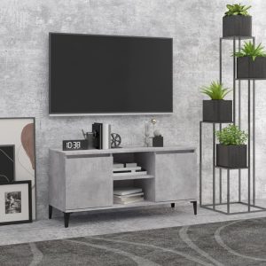 vidaXL Szafka TV, metalowe nóżki, szarość betonu, 103,5x35x50 cm