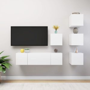 vidaXL 6-cz. zestaw szafek TV, biały, materiał drewnopochodny