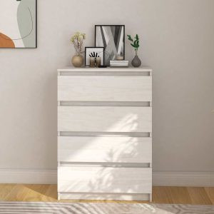 vidaXL Komoda, biała, 60x36x84 cm, lite drewno sosnowe