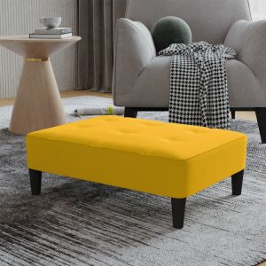 vidaXL Podnóżek, żółty, 78x56x32 cm, tapicerowany aksamitem