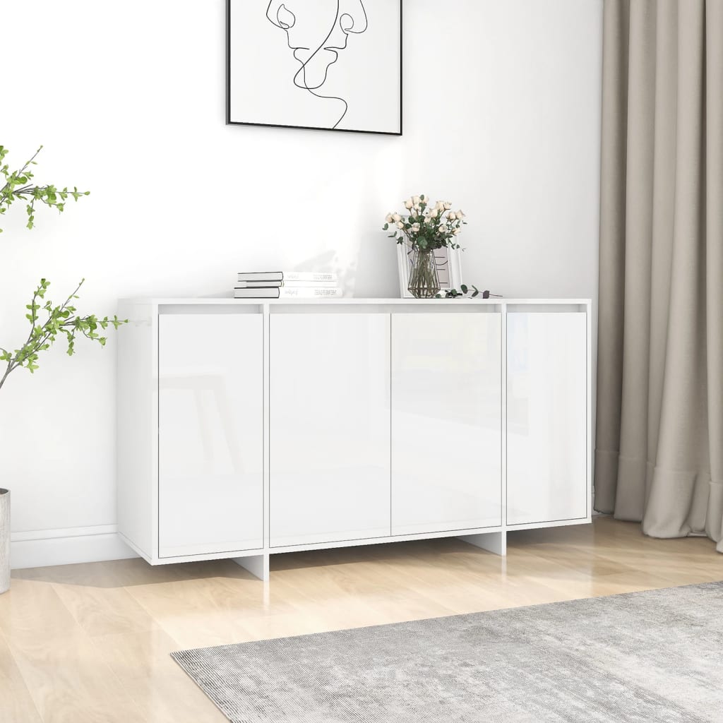 vidaXL Szafka, biała, połysk, 135x41x75 cm, materiał drewnopochodny