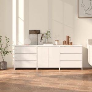 vidaXL 3-częściowa szafka boczna, biała, materiał drewnopochodny