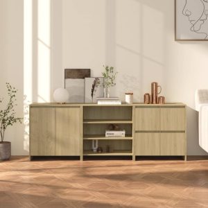 vidaXL 3-częściowa szafka boczna, dąb sonoma, materiał drewnopochodny