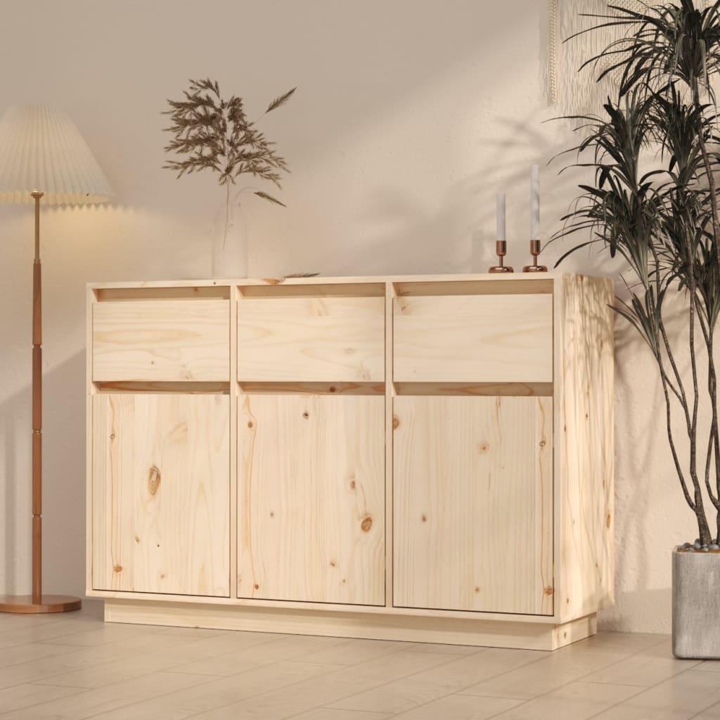 vidaXL Szafka, 110x34x75 cm, lite drewno sosnowe