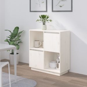 vidaXL Komoda, biała, 74x35x80 cm, drewno sosnowe