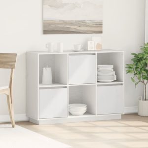 vidaXL Szafka, biała, 110,5x35x80 cm, lite drewno sosnowe