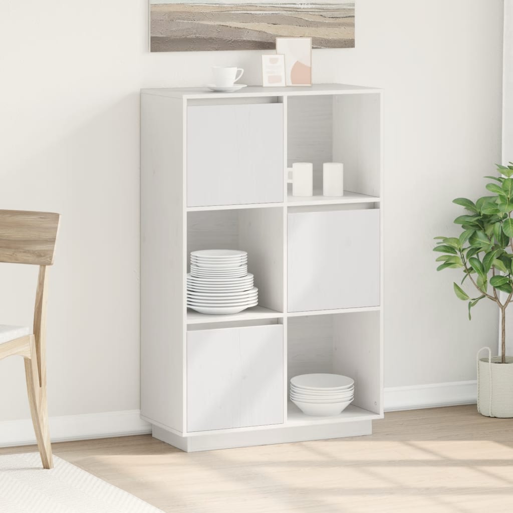 vidaXL Szafka, biała, 74x35x117 cm, lite drewno sosnowe