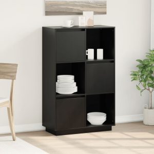 vidaXL Szafka, czarna, 74x35x117 cm, lite drewno sosnowe