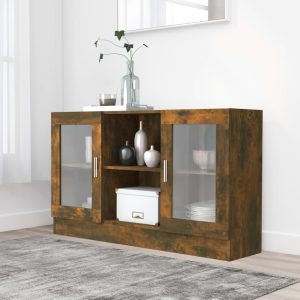 vidaXL Witryna, przydymiony dąb, 120×30,5×70 cm