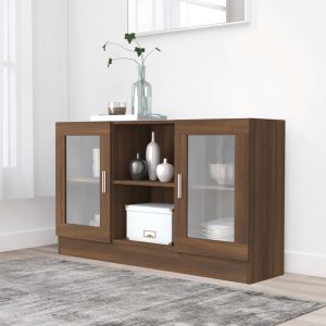 vidaXL Witryna, brązowy dąb, 120×30,5×70 cm, materiał drewnopochodny