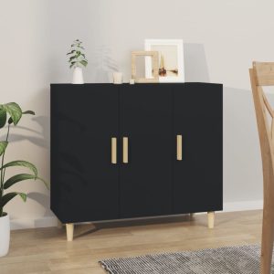 vidaXL Szafka, czarna, 90x34x80 cm, materiał drewnopochodny