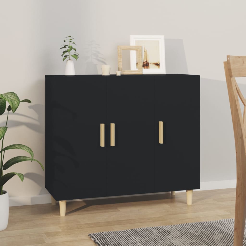 vidaXL Szafka, czarna, 90x34x80 cm, materiał drewnopochodny