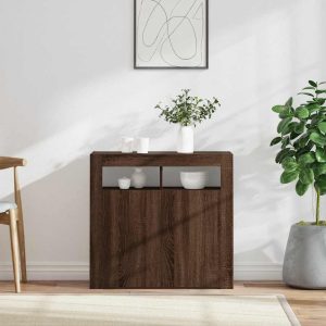 vidaXL Szafka z oświetleniem LED, brązowy dąb, 80x35x75 cm
