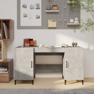 vidaXL Biurko, szarość betonu, 140x50x75 cm, materiał drewnopochodny