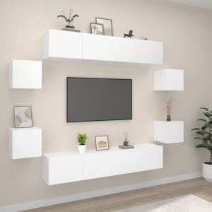 vidaXL 8-częściowy zestaw szafek telewizyjnych, biały