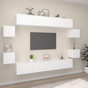 vidaXL 8-częściowy zestaw szafek telewizyjnych, biały