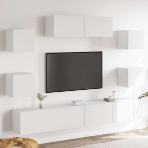 vidaXL Zestaw 7 szafek TV, Biały, materiał drewnopochodny