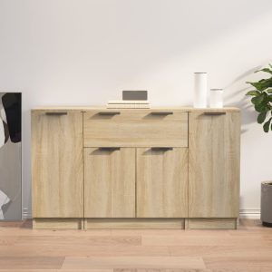 vidaXL Szafki, 3 szt., dąb sonoma, materiał drewnopochodny