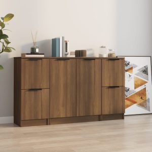 vidaXL Szafki, 3 szt., brązowy dąb, materiał drewnopochodny