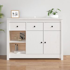 vidaXL Szafka, biała, 100x35x74 cm, lite drewno sosnowe