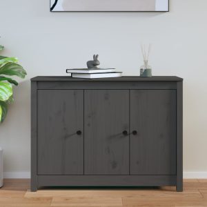 vidaXL Szafka, szara, 100x35x74 cm, lite drewno sosnowe