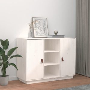 vidaXL Komoda, biała, 100x40x75 cm, lite drewno sosnowe