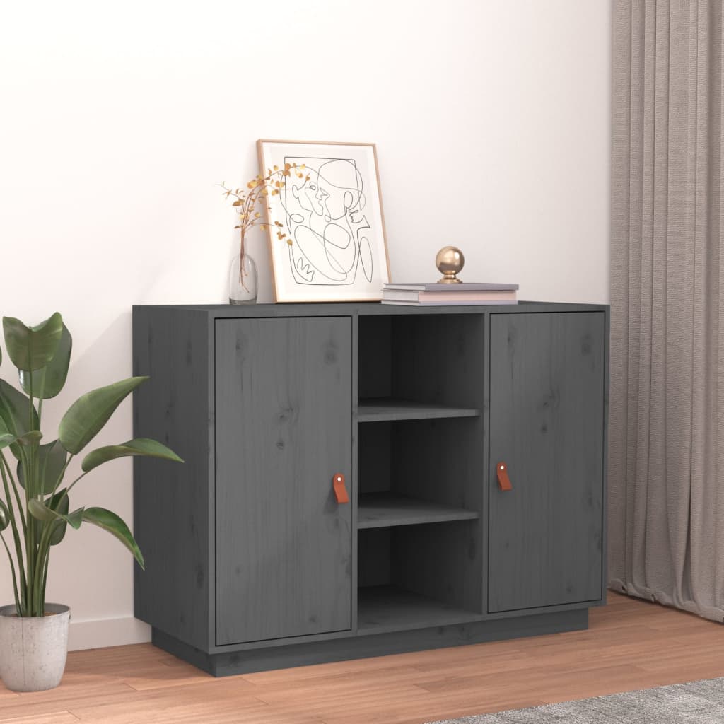 vidaXL Komoda, szara, 100x40x75 cm, lite drewno sosnowe