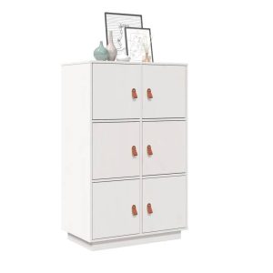 vidaXL Szafka, biała, 67x40x108,5 cm, lite drewno sosnowe