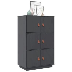 vidaXL Szafka, szara, 67x40x108,5 cm, lite drewno sosnowe