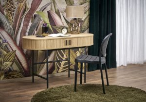 Biurko z drzwiami naturalne / czarne mat 120 cm B51 – funkcjonalne, nowoczesne, stylowe