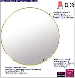 Metalowe złote lustro 70 cm R8-H07