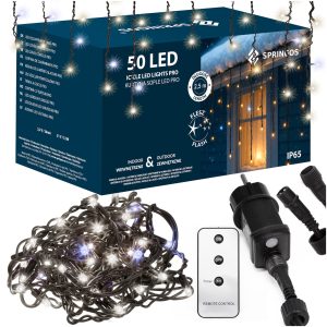 Kurtyna świetlna sople PRO 50 Led zewnętrzna 2,5 m zimny biały + zimny biały flash zestaw