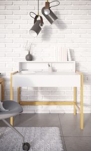 Biurko z szufladą białe mat 100 cm Bruno – funkcjonalność, nowoczesny design, idealne do biura i domu
