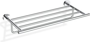 Wieszak reling na ręczniki Basic chrom z półką – praktyczny design, kolor chrom, materiał stalowy