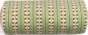 Poduszka dekoracyjna Iva wałek 22 x 50 cm zielono-różowa – stylowy dodatek, komfortowy design, unikalne kolory