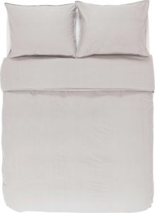 Pościel Guy 240 x 220 cm jasnoszara z 2 poszewkami na poduszki 60 x 70 cm – elegancki design, wygoda, łatwa pielęgnacja